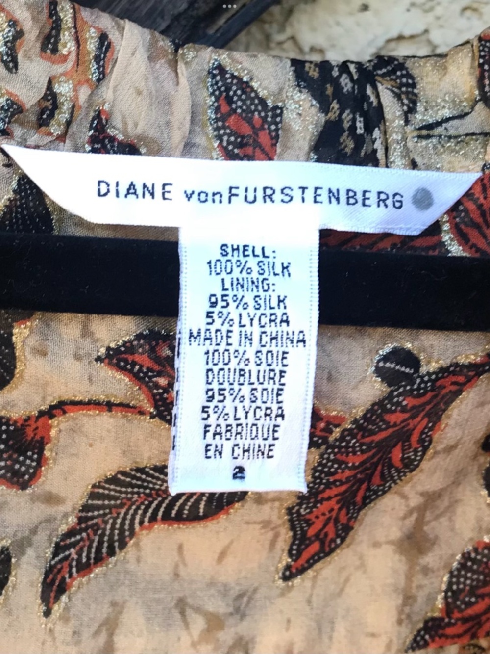 DIANE von FURSTENBERG “Loucetta” Silk Blend Popover Blouse Chinoiserie Size 2 XS - Picture 8 of 9